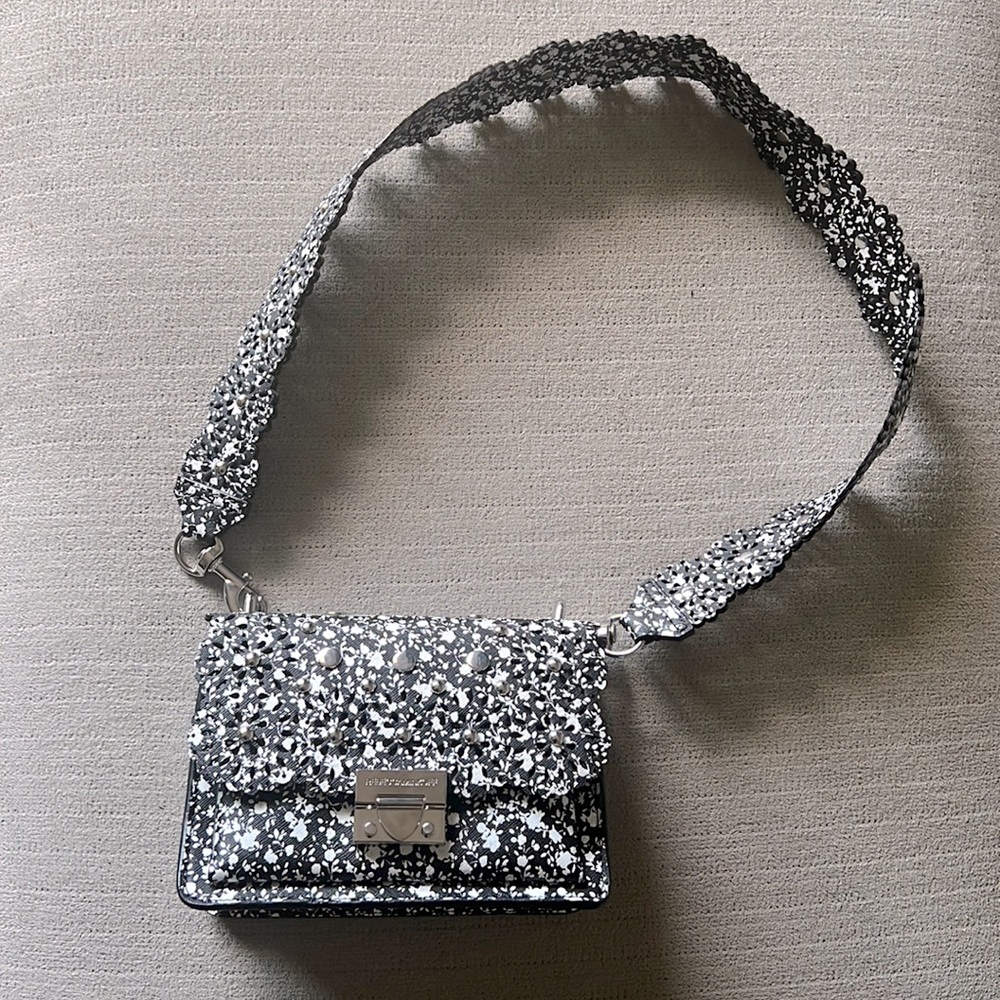 NWOT Rebecca Minkoff Christy Small Shoulder Bag w/ Floral Cutouts - Black Multi - Picture 6 of 6
